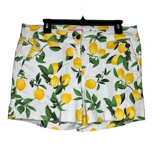 ISAAC MIZRAHI White Lemon Print Shorts. Size 10